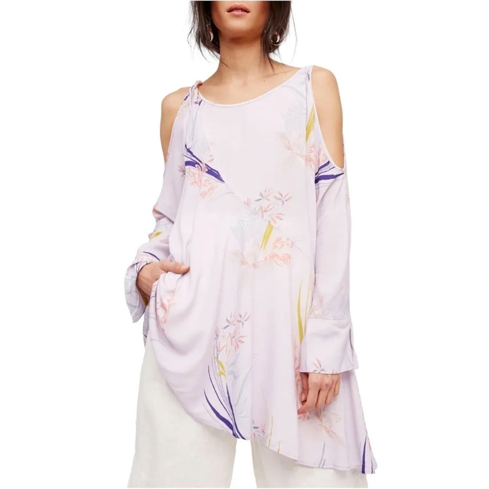NWT Free People Clear Skies Shoulder Tunic Dress in Lilac Women size Large